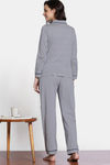Zivame The Weekender Knit Cotton Pyjama Set - Medieval Blue — thumbnail 4